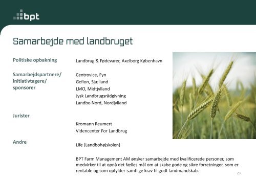 Fondsfinansiering af landbrug