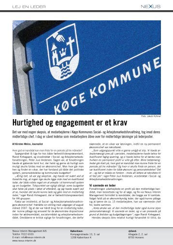 Hurtighed og engagement er et krav - Nexus Interim Management