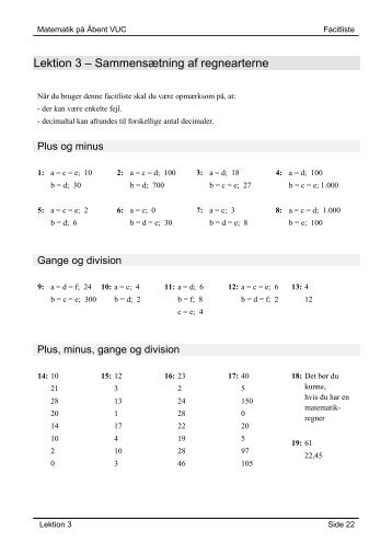 Lektion 3 Facitliste