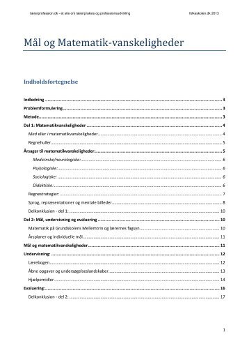 Mål og matematikvanskeligheder - Folkeskolen