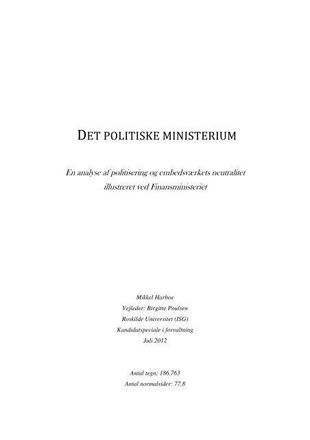 DET POLITISKE MINISTERIUM - Kommunikationsforum