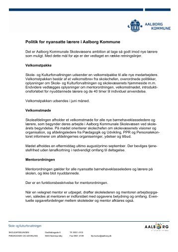Politik for nyansatte lærere - Aalborg Kommunale Skolevæsen