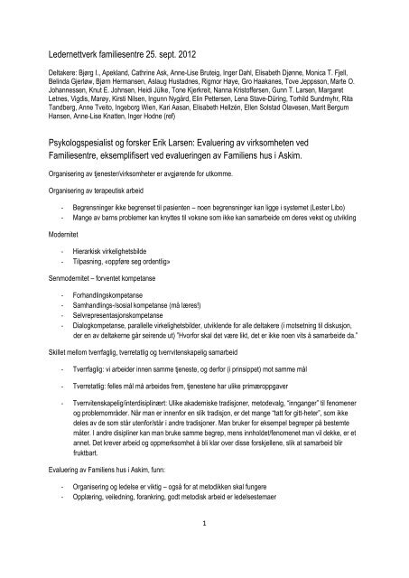 Referat fra samling 25.09.2012