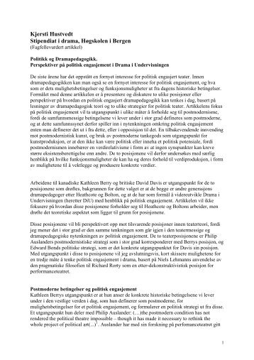Kjersti Hustvedt - Landslaget drama i skolen