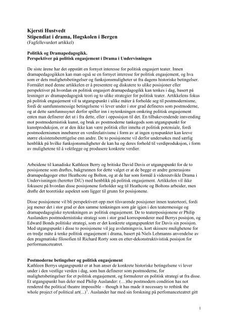Kjersti Hustvedt - Landslaget drama i skolen