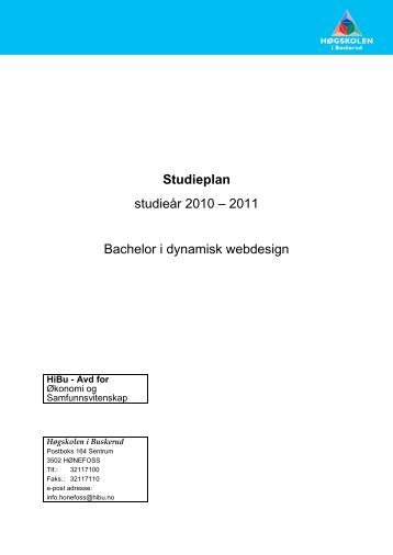 Bachelor i Dynamisk Webdesign, studieplan kull 2010 høst
