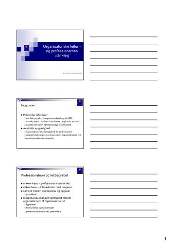 1 Organisatoriske felter - og professionernes udvikling - IVA