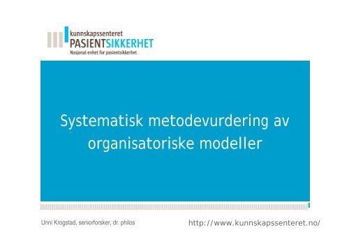 Systematisk metodevurdering av organisatoriske modeller - Polis