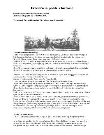 Fredericia politi´s historie - Politiets