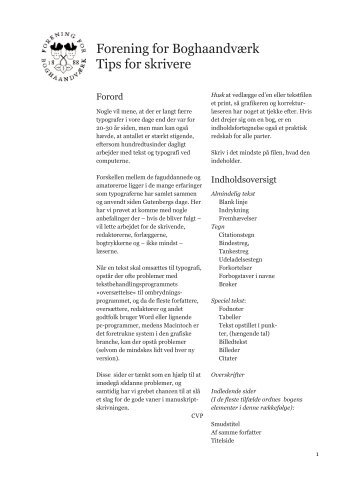 pdf med skriver-tips her - Forening for Boghaandværk
