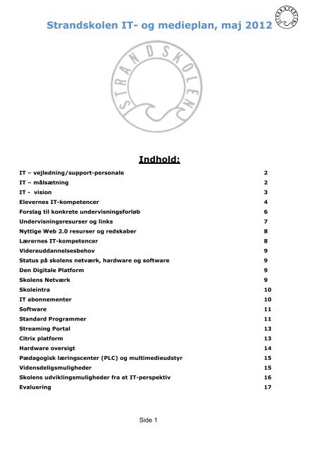 Strandskolen IT- og medieplan, maj 2012