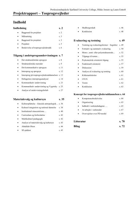 Projekt Tosprogsvejleder - University College Sjælland