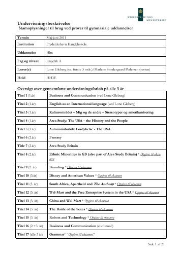 Undervisningsbeskrivelse - Frederikshavn Handelsskole