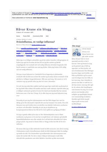 Håvar Krane sin blogg