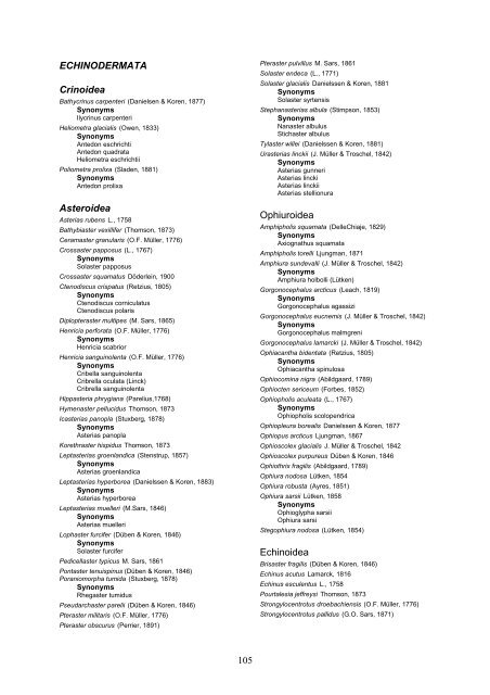 Distribution of marine, benthic macro-organisms at Svalbard ...