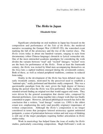 The Heike in Japan - Oral Tradition Journal