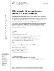 Inbjudan till seminarium - IFAU