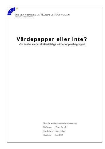 Värdepapper eller inte? - PetterEnvall.com