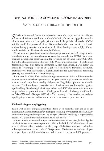 Den nationella SOM-undersökningen 2010 - Göteborgs universitet