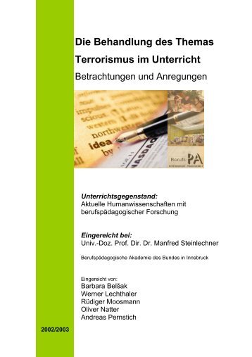 Die Behandlung des Themas Terrorismus im Unterricht