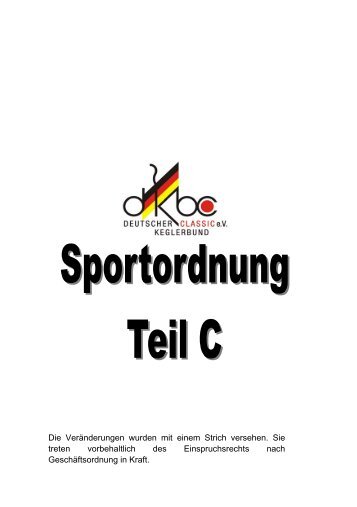 Sportordnung des DKBC Teil C DINA4 - Alt.dkbc.de - DKBC