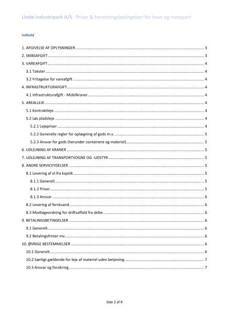 Priser og forretningsbetingelser 2013 for ... - Lindø Industripark