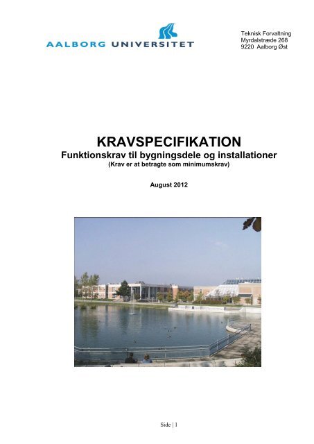 Kravspecifikation - Teknisk Forvaltning - Aalborg Universitet