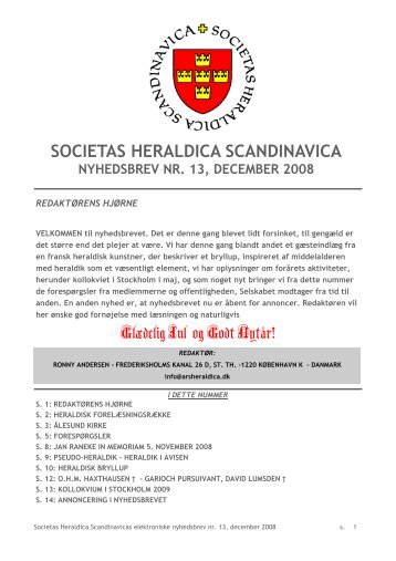Nr 13 December 2008 - Societas Heraldica Scandinavica