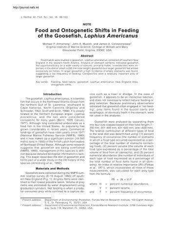 Food and Ontogenetic Shifts in Feeding of the Goosefish, Lophius ...