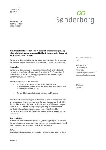 Landzonetilladelsen til Dyntvej 86, 6310 Broager - Sønderborg ...