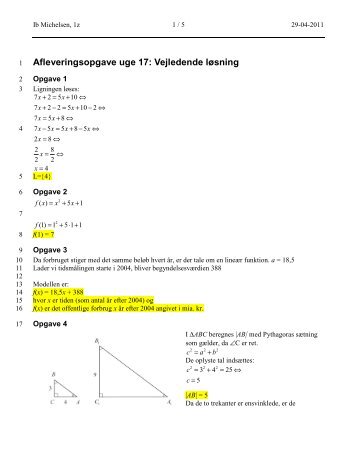 Afleveringsopgave uge 17: Vejledende løsning