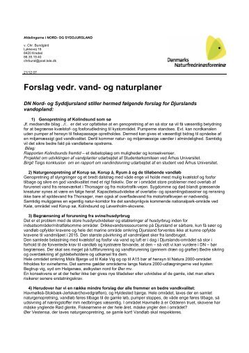 Forslag vedr. vand- og naturplaner