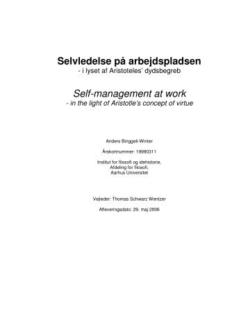 Selvledelse på arbejdspladsen Self-management at work