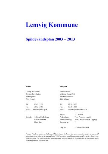 Spildevandsplan - Lemvig Kommune