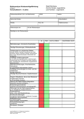 Risikoanalysebogen, Vorschulkind (4 - 6 Jahre) - Jugendamt der ...