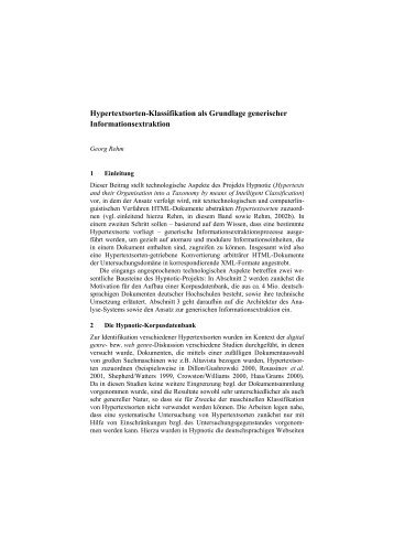 Hypertextsorten-Klassifikation als Grundlage ... - Georg Rehm