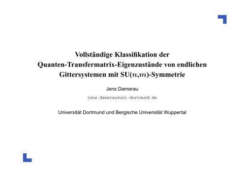 Vollständige Klassifikation der Quanten-Transfermatrix ...