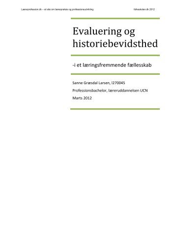 Evaluering og historiebevidsthed i et ... - Folkeskolen