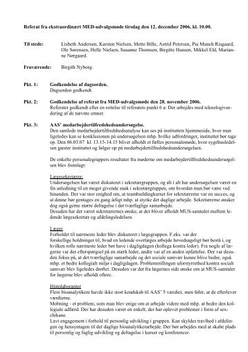 Referat fra ekstraordinært MED-udvalgsmøde tirsdag den 12 ...
