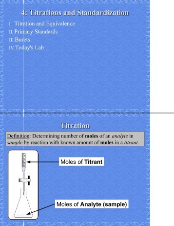 4: Titrations and Standardization Titration