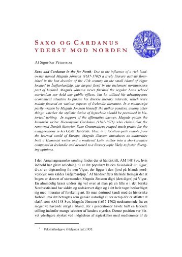 Saxo og Cardanus yderst mod Norden - Renaessanceforum