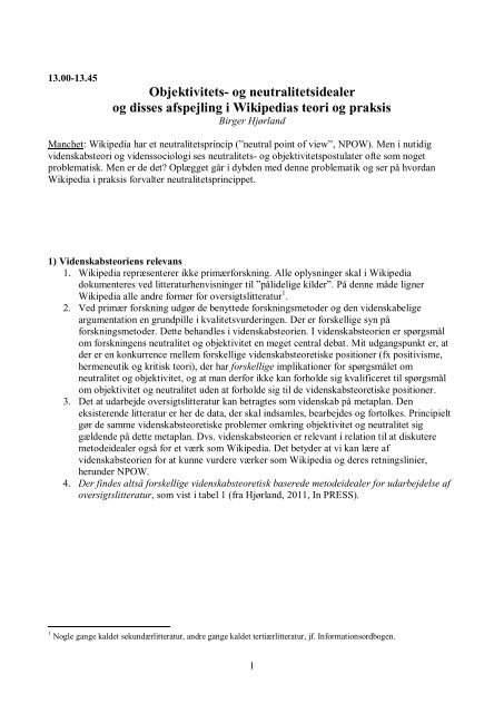 Objektivitets- og neutralitetsidealer og disses afspejling i ... - IVA