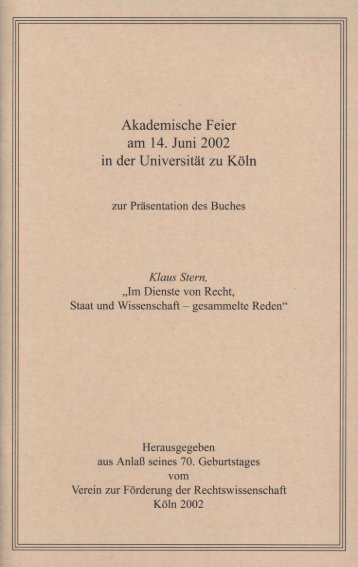 Akademische Feier am 14. Juni 2002 in der Universität zu Köln