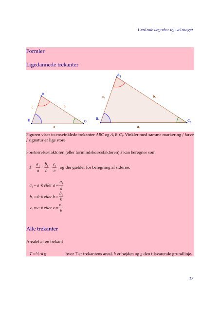 Ligedannede trekanter - Matematik