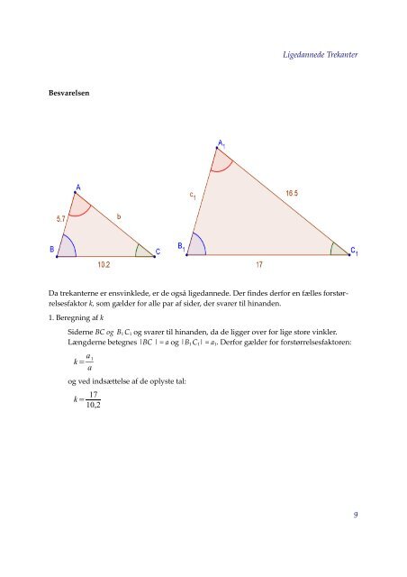 Ligedannede trekanter - Matematik