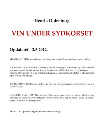 VIN UNDER SYDKORSET - Forlaget Smag