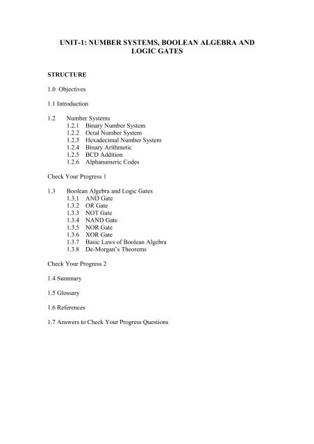 unit-1: number systems, boolean algebra and logic gates - Csbdu.in