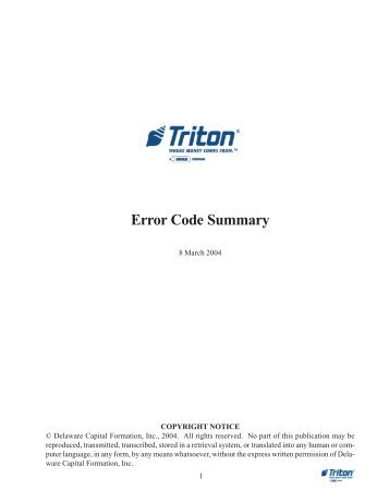 TRITON Error Codes - Cypress Advantage