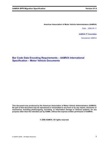 Bar Code Data Encoding Requirements - American Association of ...
