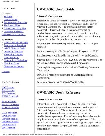 GWBASIC User's Manual